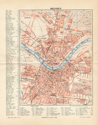 Antique Map-DRESDEN-CITY PLAN-GERMANY-Meyers-1895