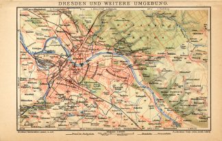 Antique Map-DRESDEN-REGION-SURROUNDINGS-GERMANY-Meyers-1895