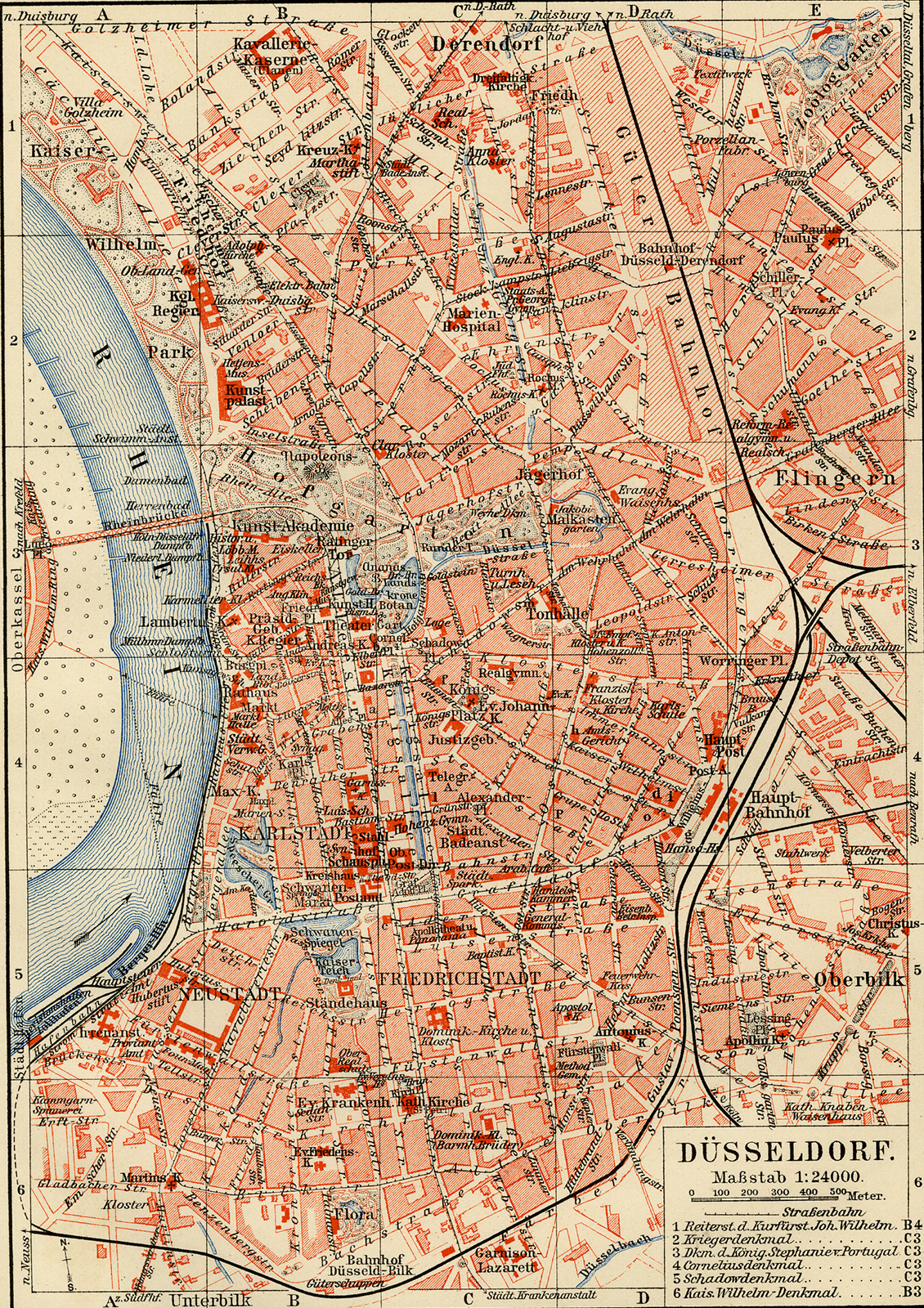 , Antique Map-DUSSELDORF-GERMANY-Meyers-1895, Pictura Antique Prints