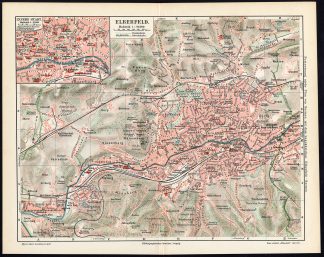 Antique Map-ELBERFELD-INNER CITY-WUPPERTAL-GERMANY-Meyers-1895