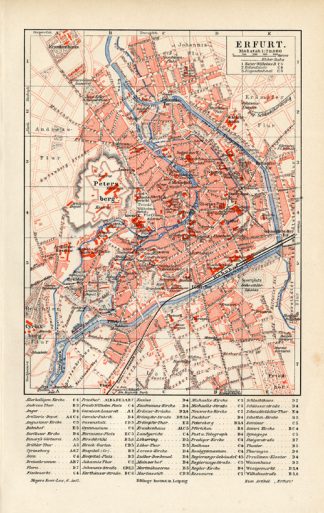 Antique Map-ERFURT-GERMANY-CITY PLAN-Meyers-1903