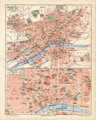 Antique Map-FRANKFURT AM MAIN-GERMANY-CITY PLAN-Meyers-1895