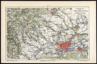 Antique Map-FRANKFURT AM MAIN-GERMANY-SURROUNDING-REGION-Meyers-1902
