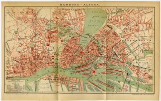 Antique Map-HAMBURG ALTONA-GERMANY-Brockhaus-1895