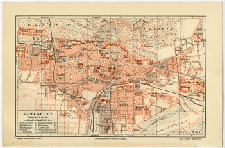Antique Map-KARLSRUHE-GERMANY-Meyers-1902
