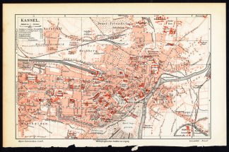 Antique Map-KASSEL-GERMANY-CITY-Meyers-1903