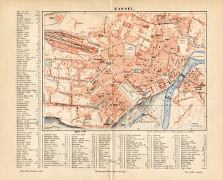 Antique Map-KASSEL-GERMANY-CITY-LEGEND-Meyers-1885