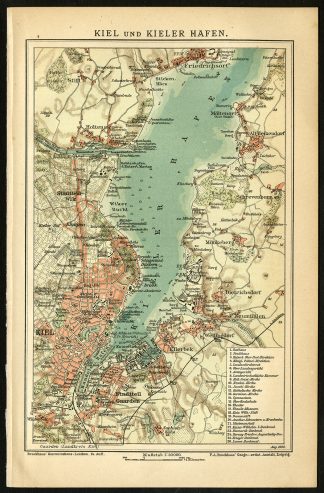 Antique Map-KIEL-KIELER HAFEN-PORT-GERMANY-Meyers-1895