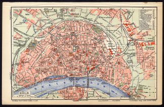 Antique Map-KOLN-COLOGNE-RHINE-GERMANY-Brockhaus-1902