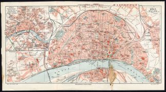 Antique Map-KOLN-COLOGNE-RHINE-CITY-GERMANY-Meyers-1902