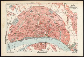 Antique Map-KOLN-COLOGNE-RHINE-GERMANY-Meyers-1895