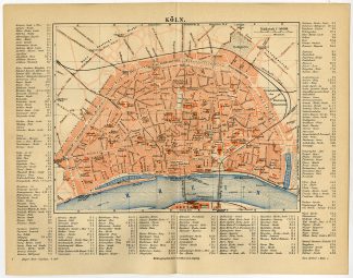 Antique Map-KOLN-COLOGNE-RHINE-GERMANY-CITY PLAN-Meyers-1895