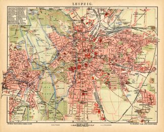 Antique Map-LEIPZIG-CITY PLAN-GERMANY-Meyers-1895