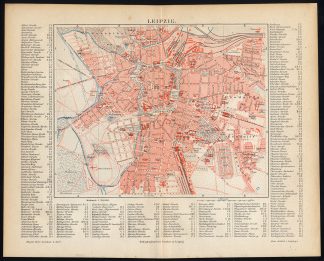 Antique Map-LEIPZIG-GERMANY-Meyers-1885