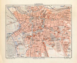 Antique Map-LEIPZIG-GERMANY-Meyers-1895