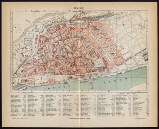 Antique Map-MAINZ-RHEIN-RHINE-GERMANY-Meyers-1885