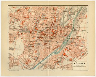 Antique Plan-CITY-MUNCHEN-MUNICH-BAVARIA-GERMANY-Meyers-1895