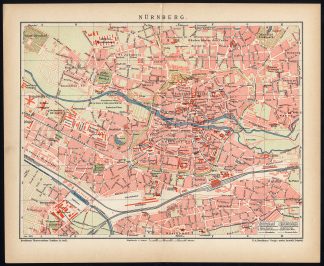 Antique Map-NUREMBERG-NURNBERG-GERMANY-Brockhaus-1893