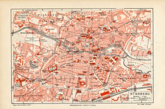 Antique Map-NUREMBERG-NURNBERG-CITY-PLAN-GERMANY-Meyers-1895