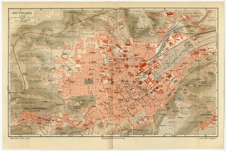 Antique Map-STUTTGART-GERMANY-Meyers-1895