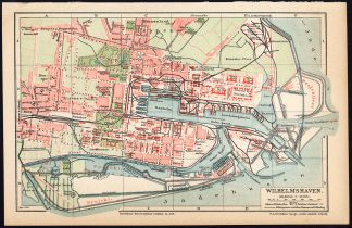 Antique Map-WILHELMSHAVEN-GERMANY-Brockhaus-1893