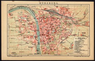 Antique Map-WURZBURG-GERMANY-Brockhaus-1895