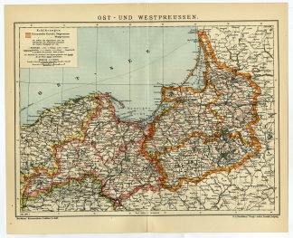 Antique Map-EAST-WEST PRUSSIA-GERMANY-Brockhaus-1905