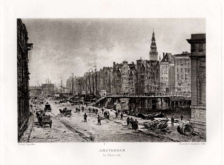 , Antique Print-AMSTERDAM-NETHERLANDS-DAMRAK-DAM SQUARE-Havard-Lalanne-1882, Pictura Antique Prints