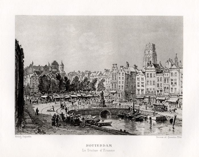 , Antique Print-ROTTERDAM-NETHERLANDS-ERASMUS-STATUE-Havard-Lalanne-1882, Pictura Antique Prints