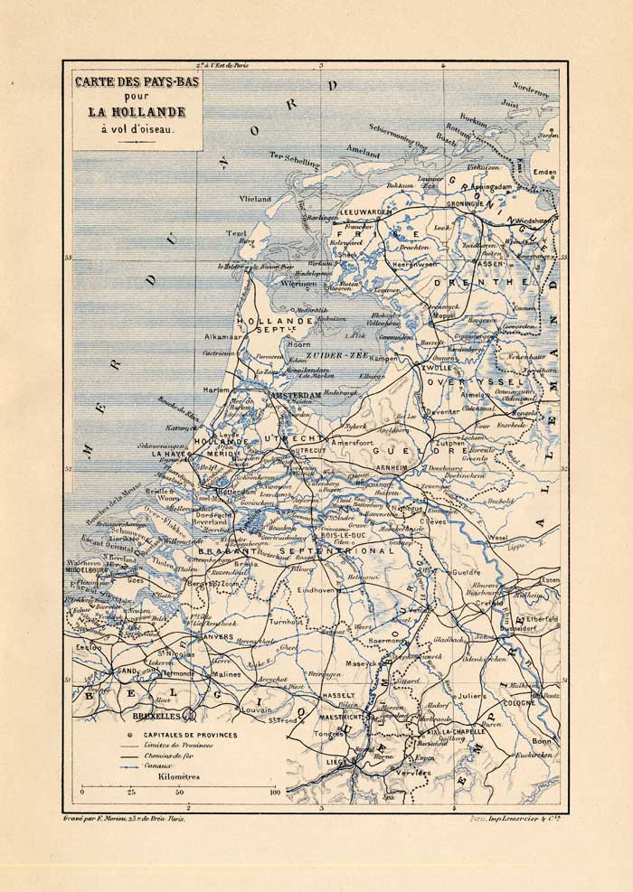, Antique Map-HOLLAND-NETHERLANDS-Havard-1882, Pictura Antique Prints