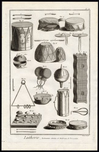 Antique Print-LUTHIER-LUTHERIE-PERCUSSION-INSTRUMENTS-MUSIC-DRUM-Diderot-1751