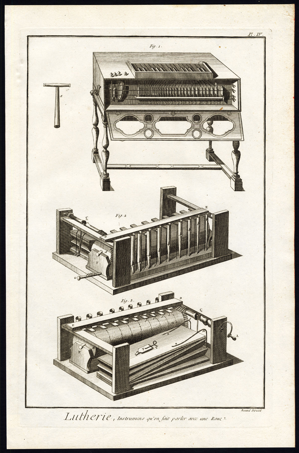 , Antique Print-LUTHIER-LUTHERIE-INSTRUMENTS-MUSIC-BARREL ORGAN-Diderot-1751, Pictura Antique Prints
