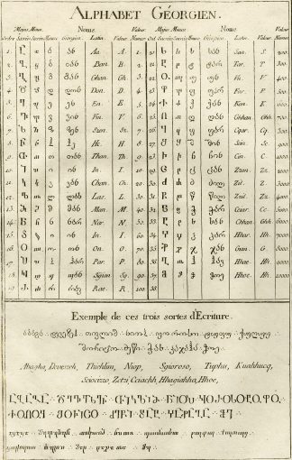 Antique Print-Engraving-LANGUAGE-ALPHABET-GEORGIAN SCRIPT-Diderot-1751