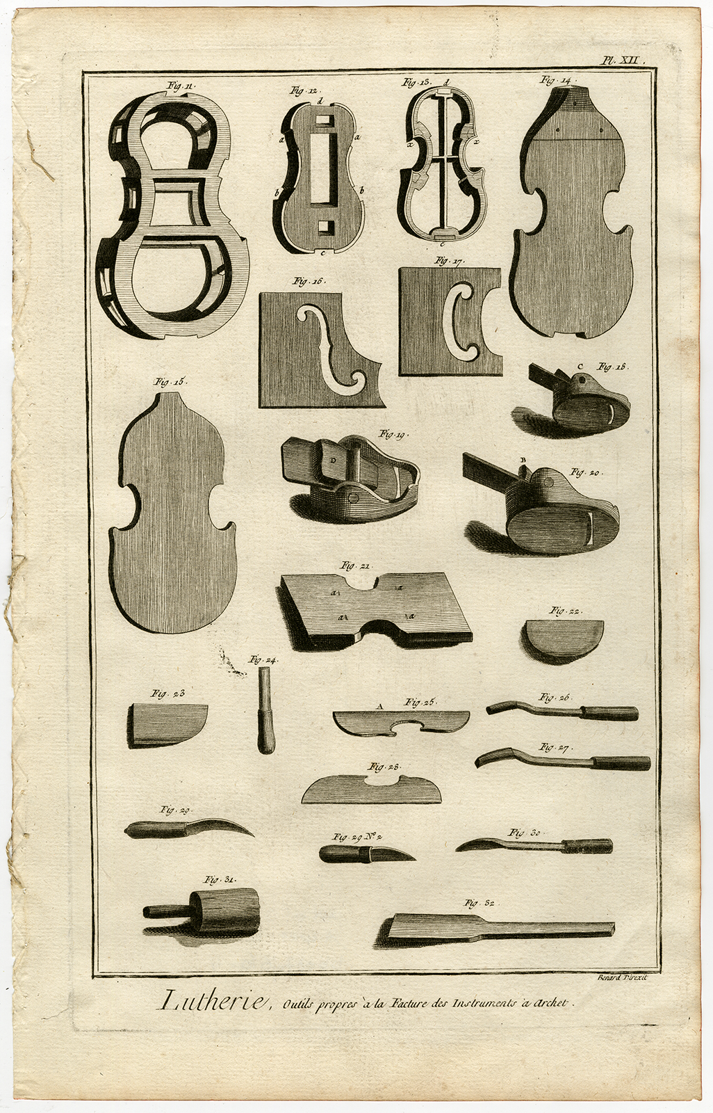 , 3 Antique Prints-LUTHIER-LUTHERIE-BOWED INSTRUMENTS-MUSIC-VIOLIN-Diderot-1751, Pictura Antique Prints