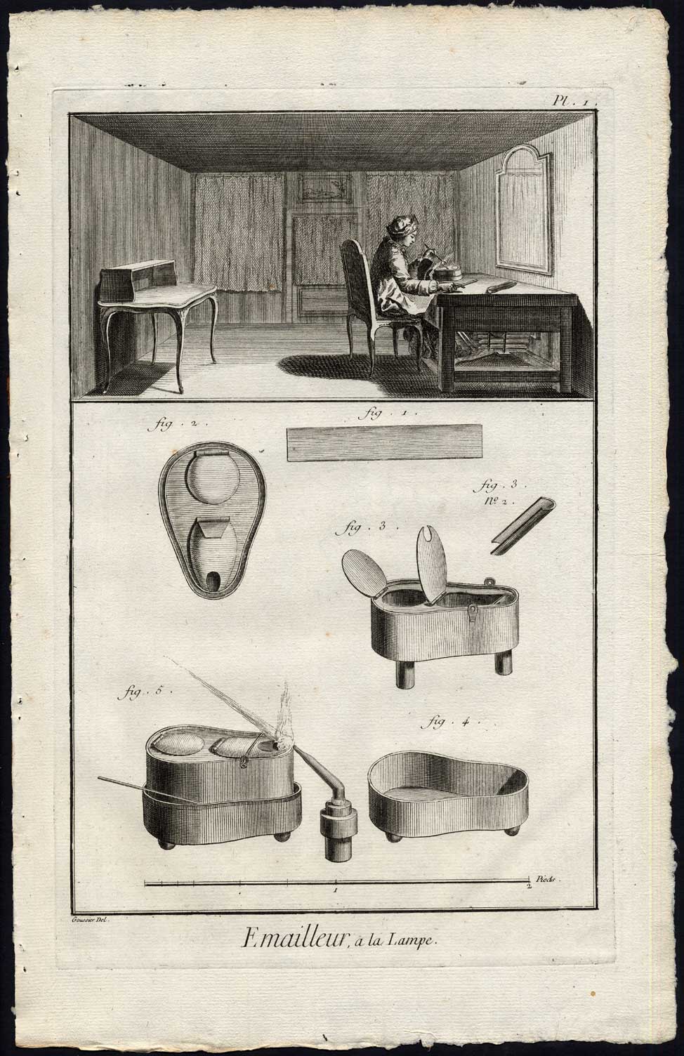 , 3 Antique Prints-EMAILLE-ENAMEL-PORCELAIN-PEARL-LAMP-Diderot-1751, Pictura Antique Prints