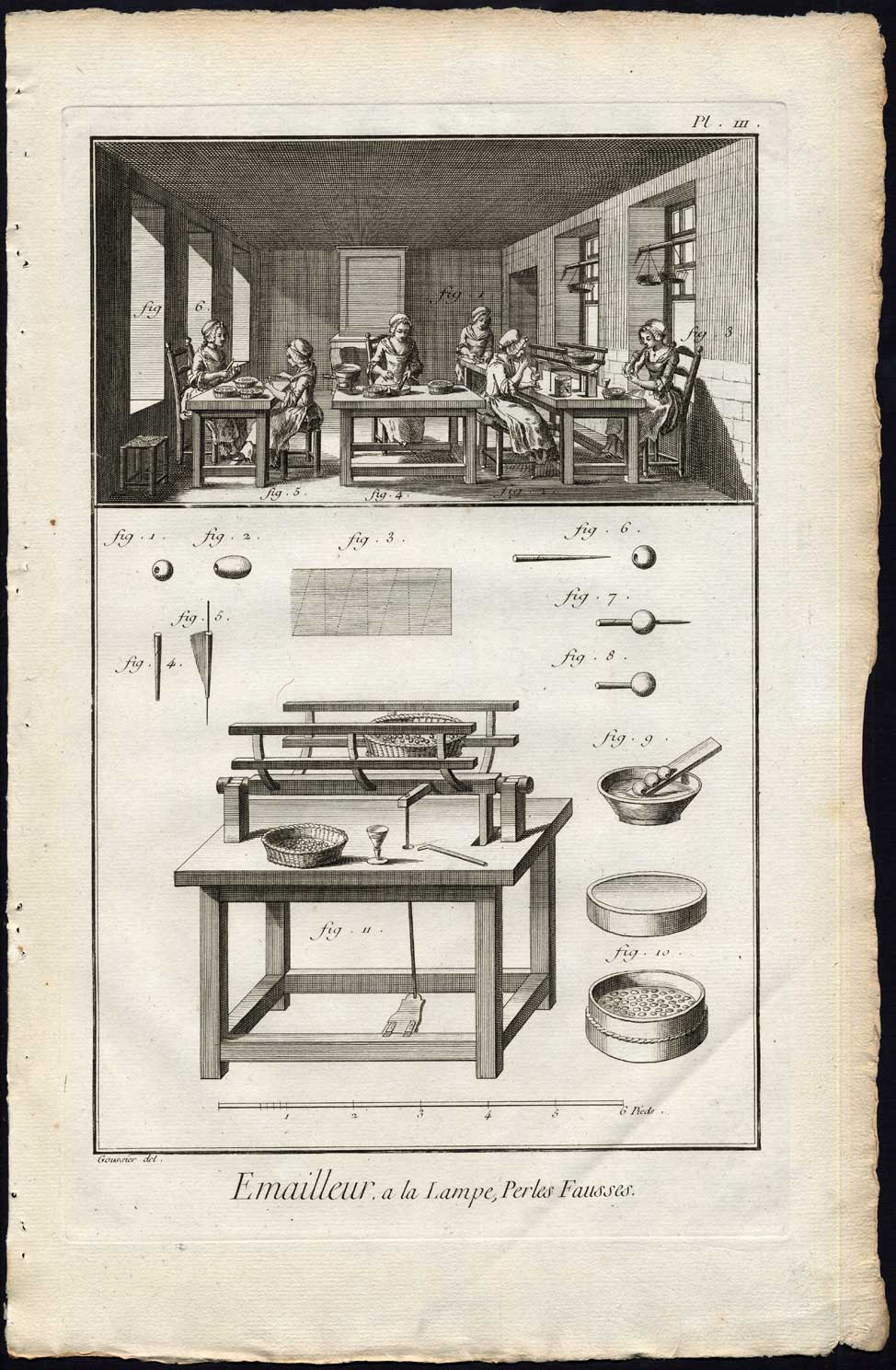 , 3 Antique Prints-EMAILLE-ENAMEL-PORCELAIN-PEARL-LAMP-Diderot-1751, Pictura Antique Prints