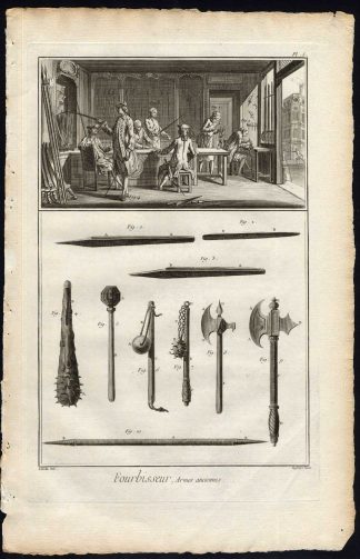 10 Antique Prints-FOURBISSEUR-SWORD MAKER-WEAPONS-Diderot-Defehrt-1751