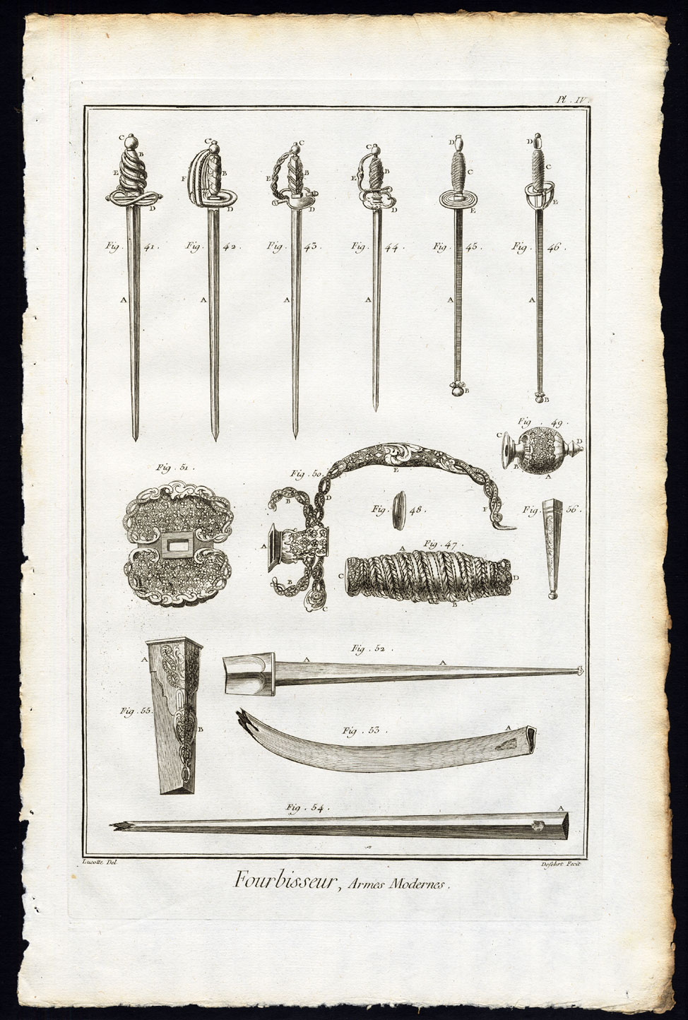 , 10 Antique Prints-FOURBISSEUR-SWORD MAKER-WEAPONS-Diderot-Defehrt-1751, Pictura Antique Prints