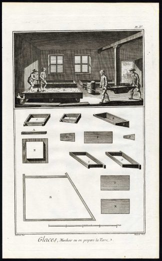 47 Antique Prints-ENGRAVING-GLACES-MIRROR GLASS-TRADE-d'Alembert-Diderot-1751