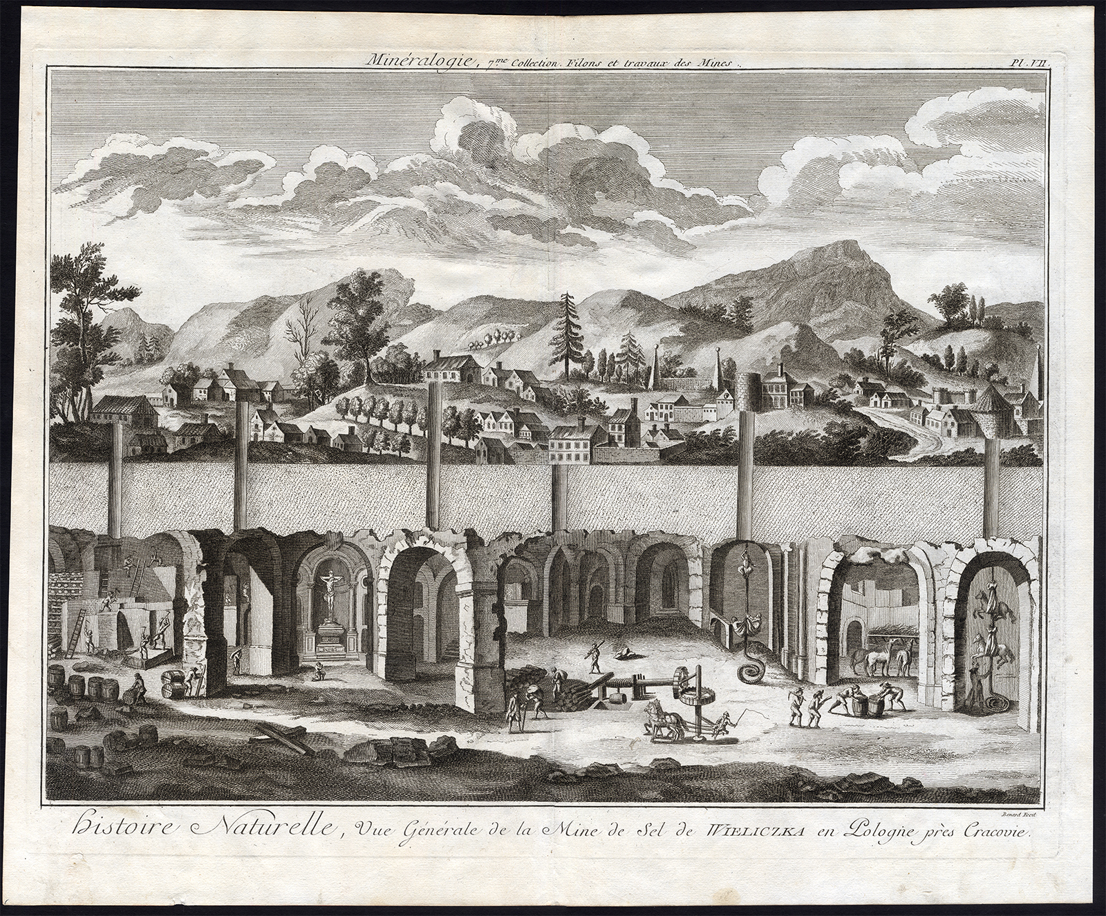 , Antique Print-MINERALOGY-SALT MINE-KRAKOW-POLAND-WIELICZKA-Diderot-1751, Pictura Antique Prints
