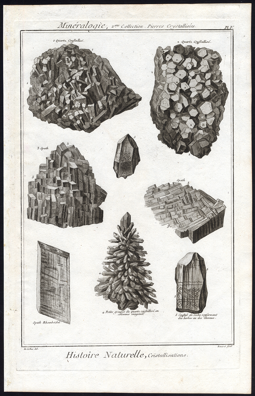 , Antique Print-MINERALOGY-CRYSTAL-CRYSTALLIZATION-Pl. 5-Diderot-1751, Pictura Antique Prints
