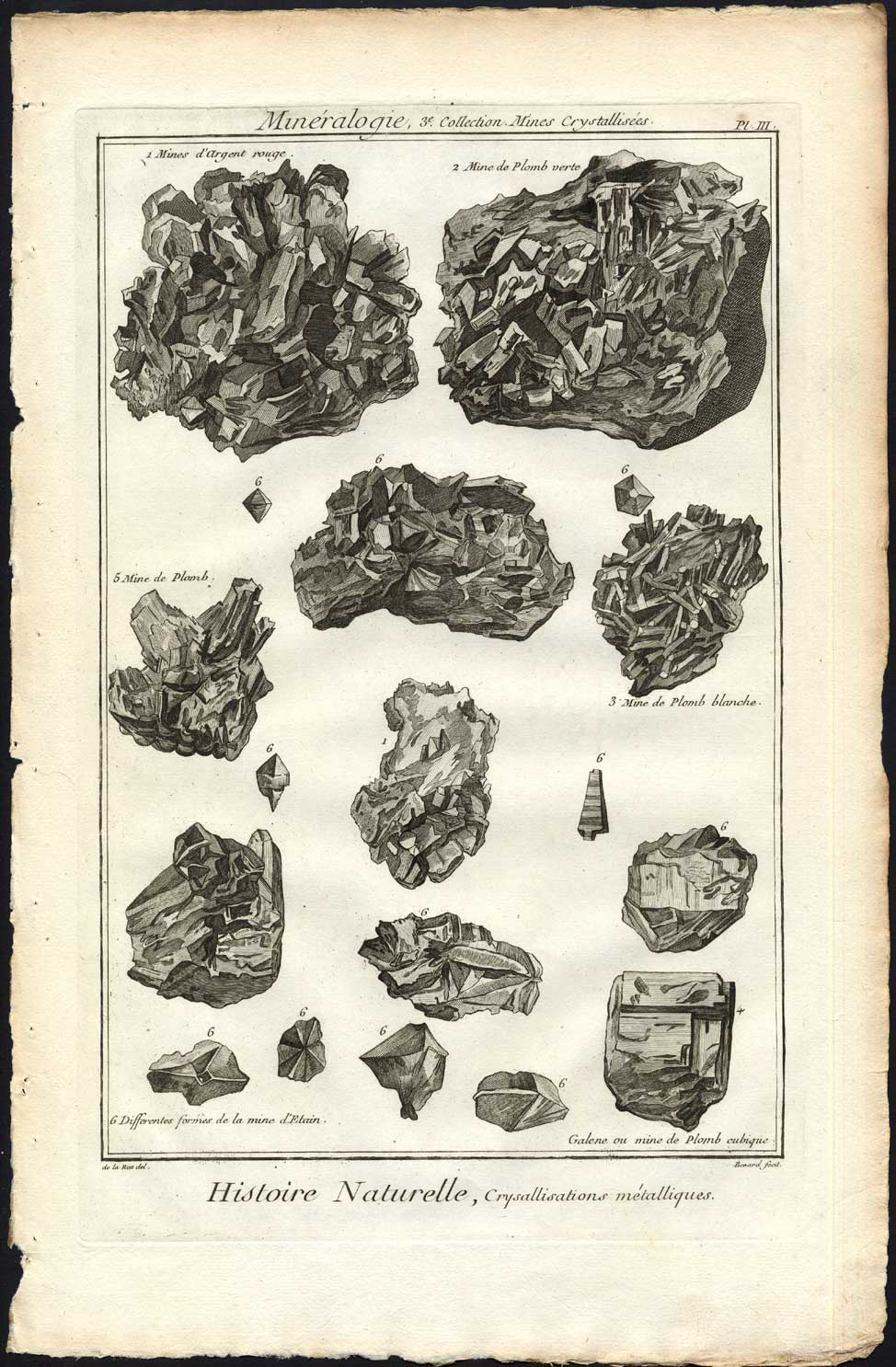 , Antique Print-MINERALOGY-METAL-CRYSTALLIZATION-Pl. 3-Diderot-1751, Pictura Antique Prints