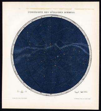 Antique Map-STAR MAP-SOUTHERN SKY-Brockhaus-1897