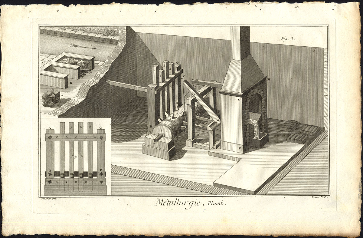 , Antique Print-METALLURGY-LEAD FOUNDRY-METAL-INDUSTRY-Diderot-Benard-1751, Pictura Antique Prints