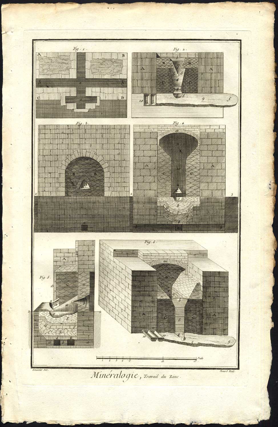 , Antique Print-MINERALOGY-FURNACE-ZINC-METAL-INDUSTRY-Diderot-Benard-1751, Pictura Antique Prints