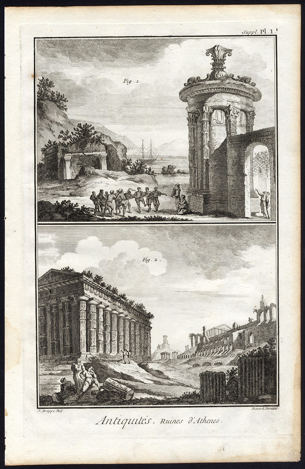, Antique Print-RUINS OF ATHENS-TEMPLE OF HEPHAESTUS-GREECE-Diderot-Benard-1751, Pictura Antique Prints