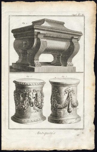 Antique Print-ANTIQUITIES-TOMB-PANTHEON-PARIS-ALTAR-Diderot-Benard-1751