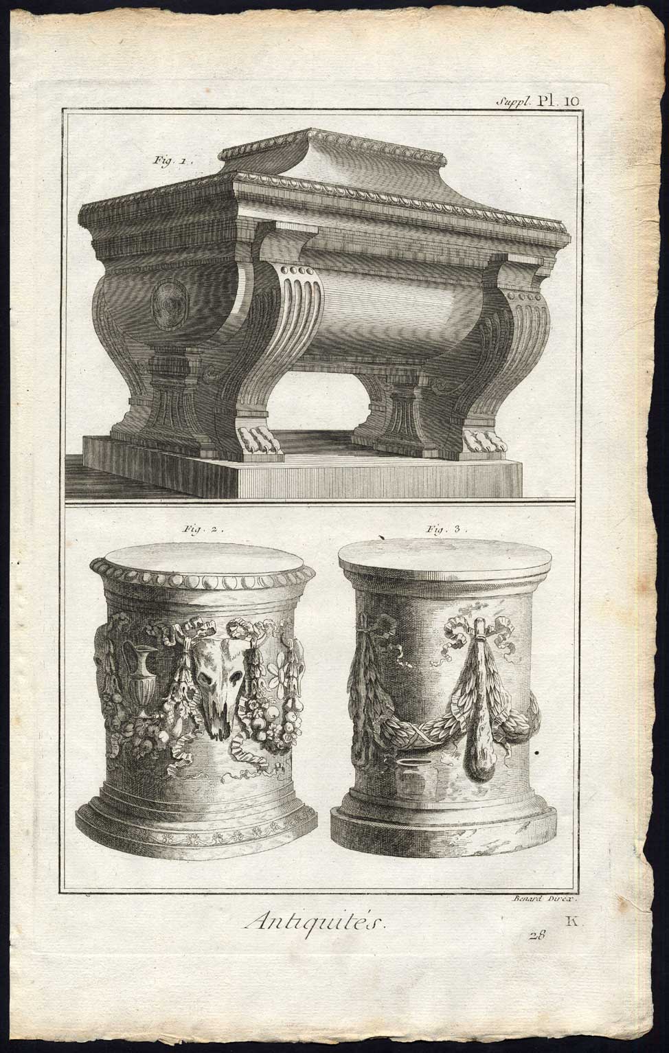 , Antique Print-ANTIQUITIES-TOMB-PANTHEON-PARIS-ALTAR-Diderot-Benard-1751, Pictura Antique Prints