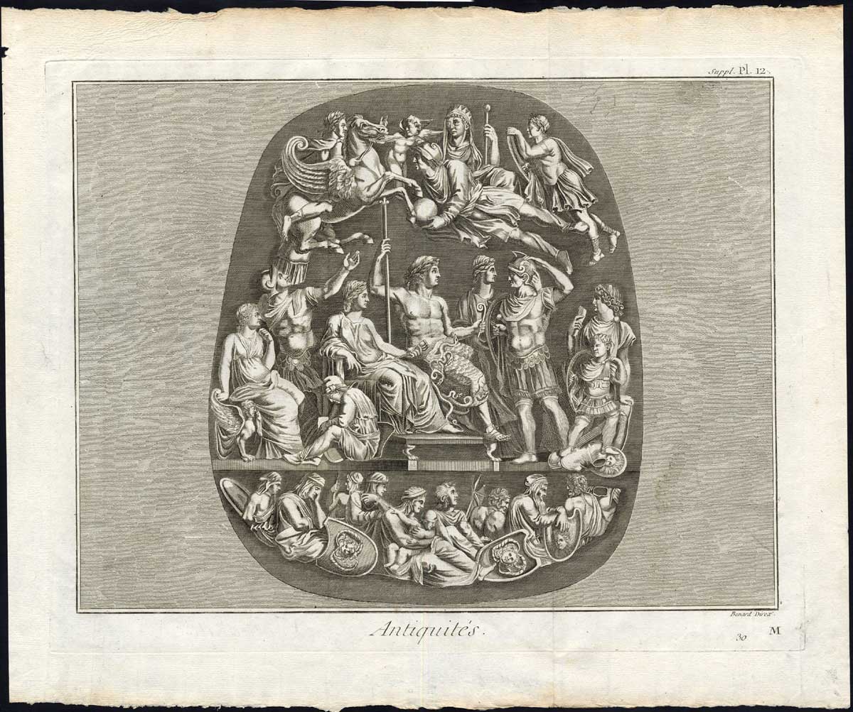 , Antique Print-ANTIQUITIES-GEMMA TIBERIANA-GERMANICUS-Pl. 12-Diderot-Benard-1751, Pictura Antique Prints