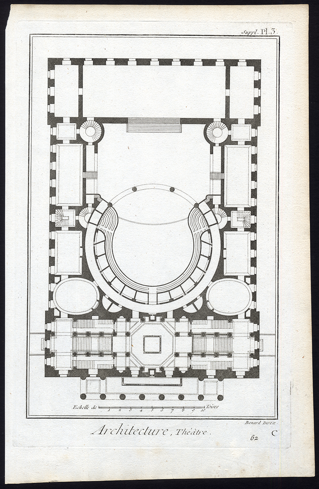 , 9 Antique Prints-ARCHITECTURE-COMEDIE FRANCAISE-PARIS-FRANCE-Diderot-Benard-1751, Pictura Antique Prints